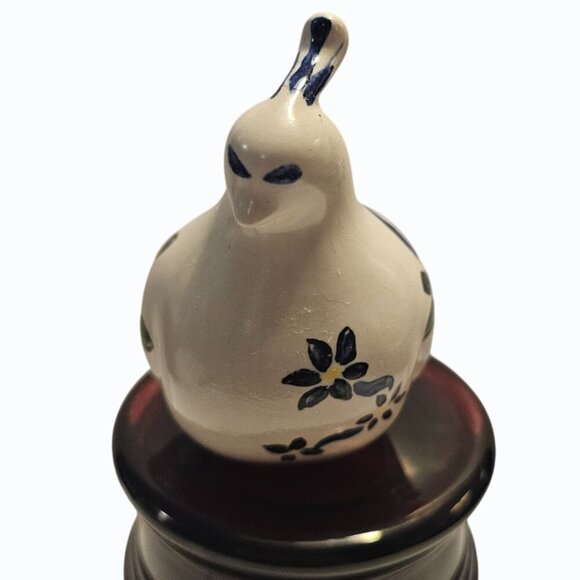 Vintage Artist Signed Dated Ceramic Pottery Bird Quail Floral - Picture 3 of 13